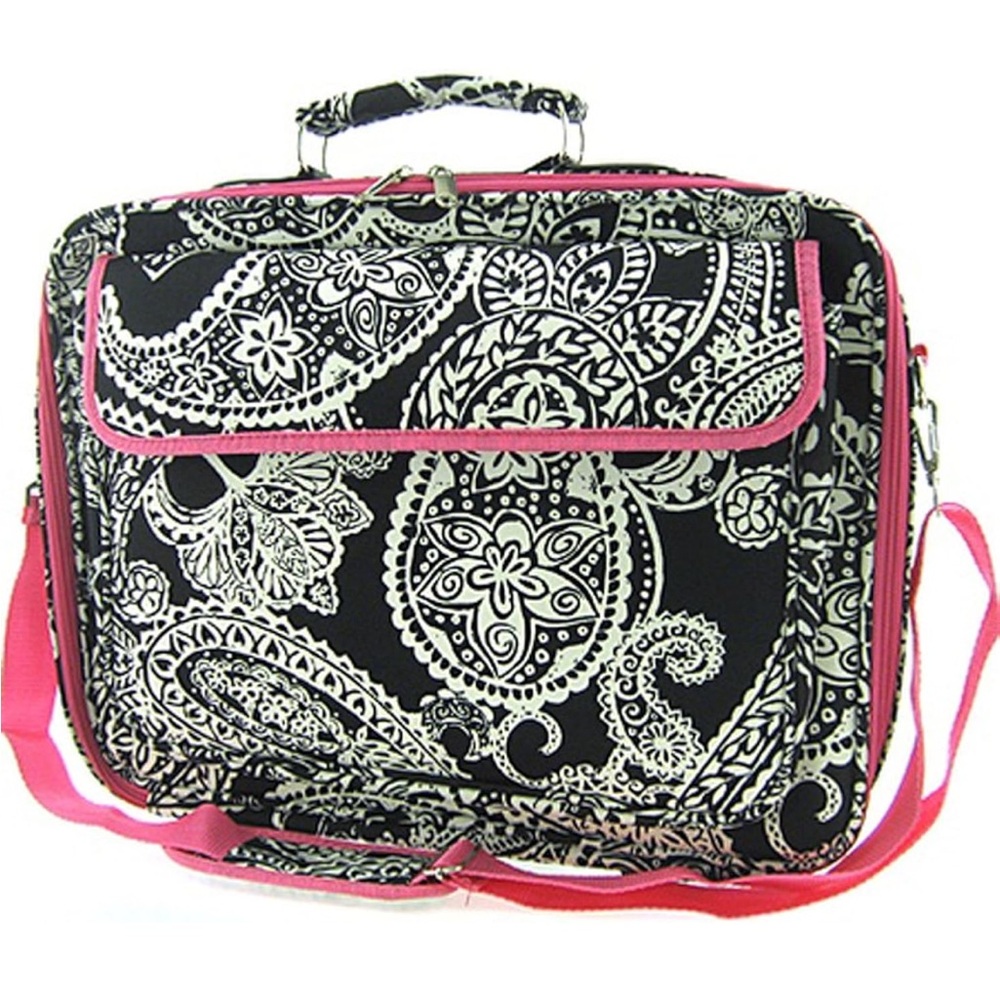 Stylish Black and Pink Paisley Laptop Bag